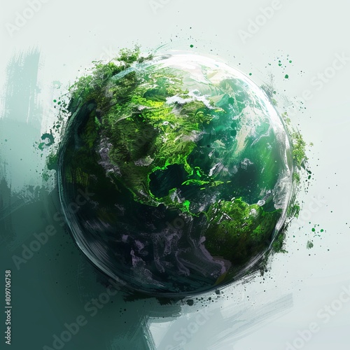 Earth day concept. Illustration of the green planet earth on a white ar 9 16 Job ID  ed598c99-f88d-40e2-8ca0-fc3556628ce6