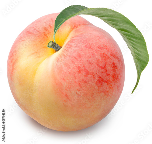 Peach isolated on white background, Fresh Peach on White Background With clipping path.
