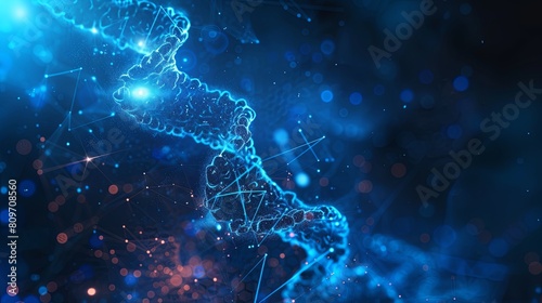 Abstract blue science technology background with molecules