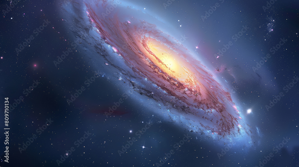 Fototapeta premium Cosmic Splendor: Spectacular Galaxy Desktop Wallpaper. Generative AI