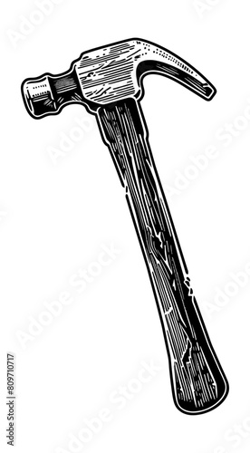 hammer engraving black and white outline