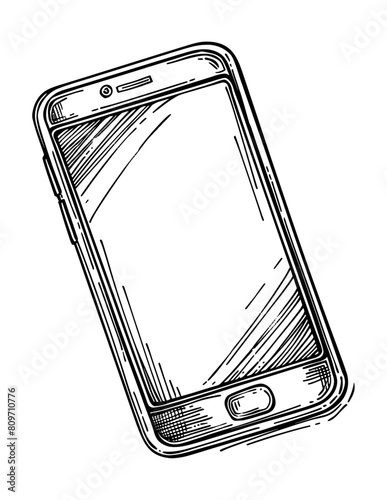 smart phone engraving black and white outline