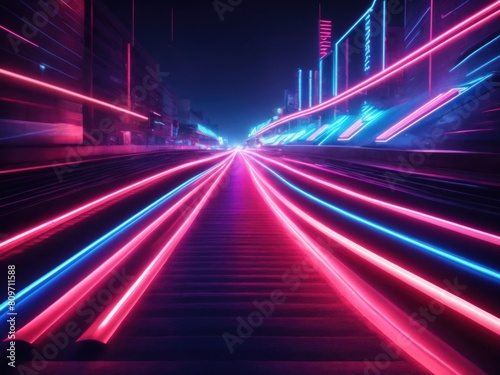 3d blue pink red abstract neon arrow Speed and technology glowing background
