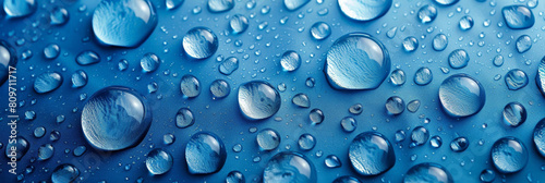 Wallpaper Mural water droplets on a blue background, water texture surface, water drop texture on blue background Torontodigital.ca