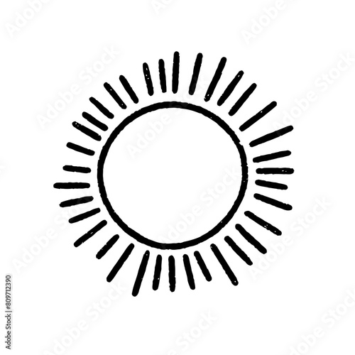 Sun symbol. Childlike drawing of sun. Abstract cute drawing of sun. Vector illustration