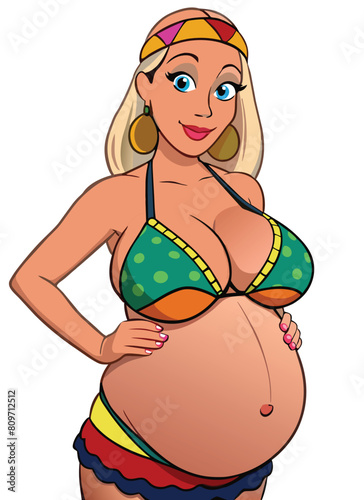 Young pregnant woman with swimsuit