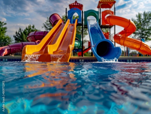 Wallpaper Mural A slide, swimming pool at summer, playground Torontodigital.ca