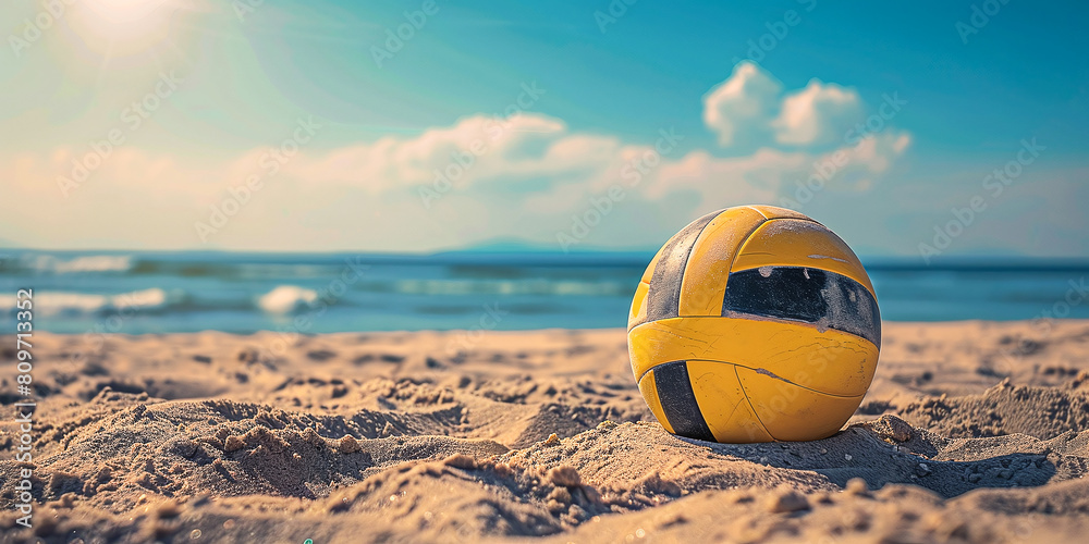 volleyball ball on the sand on the beach