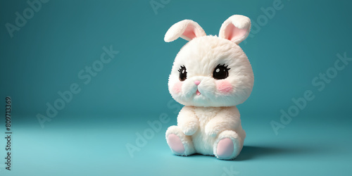 stuffed bunny with solid color background , Soft fur, furry