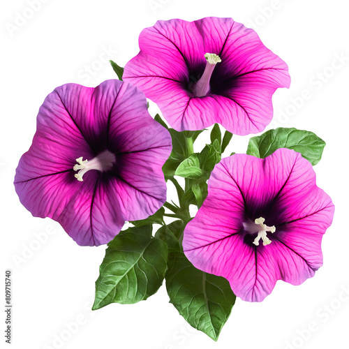 Pink petunia funnel shaped flowers with fused petals dark veining Petunia x hybrida © svetograph