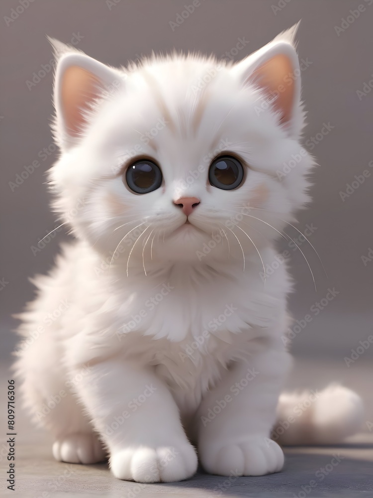 White Cat Animal Illustration Art