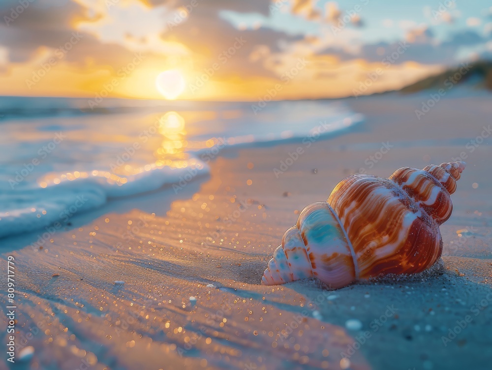 Obraz premium Seashell on the Beach, ocean, sunny