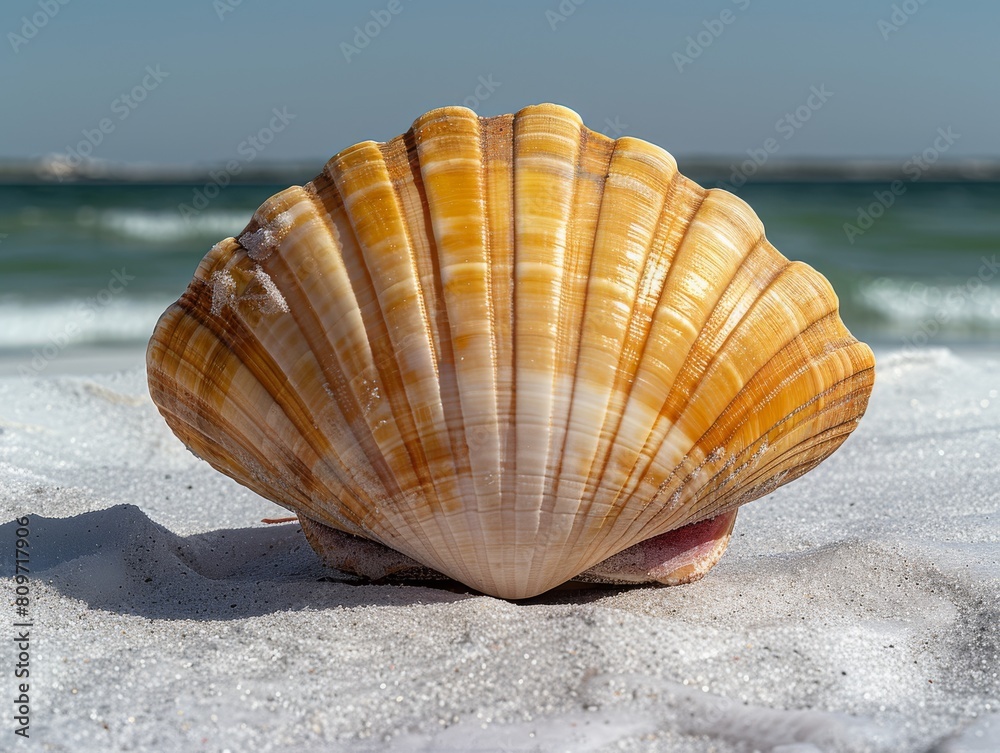 Seashell on the Beach, ocean, sunny close-up Seashell on the Beach, ocean, sunny close-up