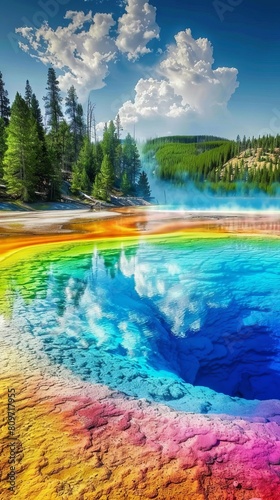 Breathtaking rainbow-colored hot springs