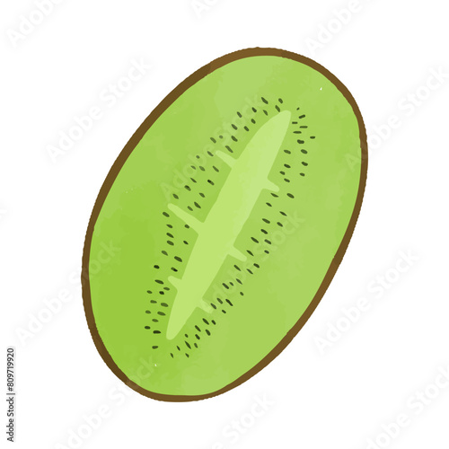 Watercolor vector illustration of a kiwi in childish style.