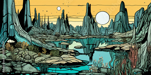 Alien fantasy landscape. Di...
