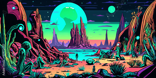 Alien fantasy landscape. Di...