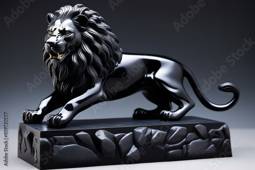Obsidian lion figurine. Dig...