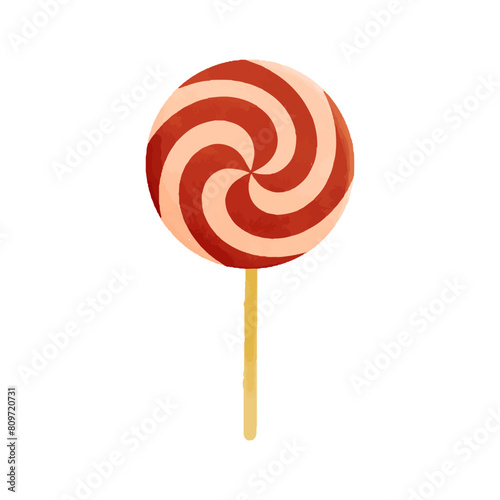 Watercolor vector illustration of a lollypop in childish style.