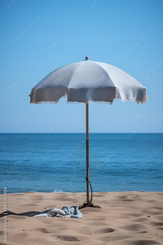 Blue parasol on the beach Blue parasol on the beach