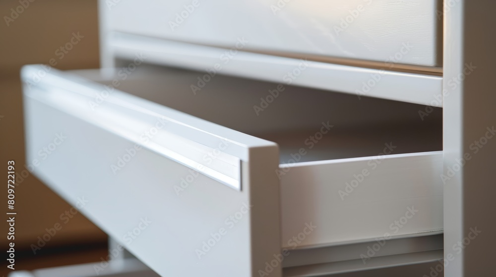 Modern white drawers captured in a close-up, perfectly contrasted with a warm taupe background to highlight their crisp design Modern white drawers captured in a close-up, perfectly contrasted with a warm taupe background to highlight their crisp design