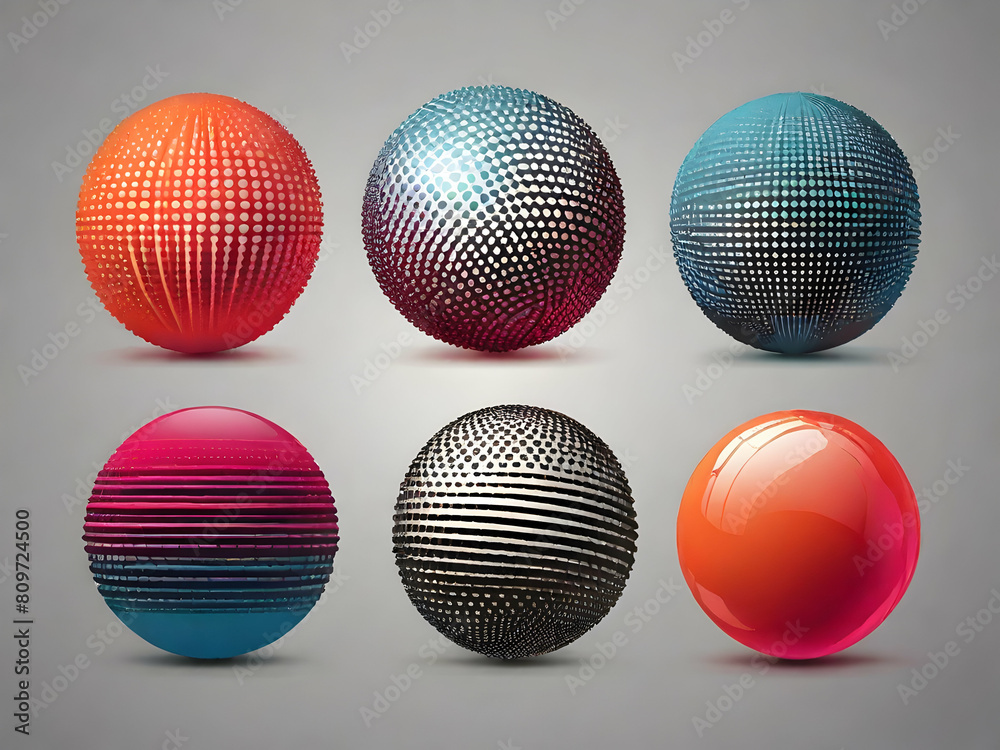set of spheres ball, sphere, globe, vector, circle, disco, design, illustration, icon, 3d, symbol,Ai generated 