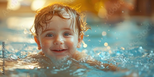 A little young boy present in swimming pool