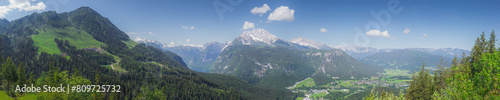 View of mountain valley near Jenner mount in Berchtesgaden National Park  Alps