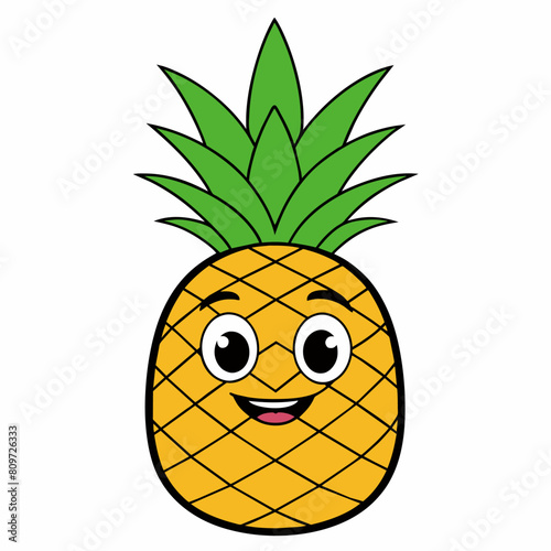 Cartoon Pineapple Illustration, Cartoon Art