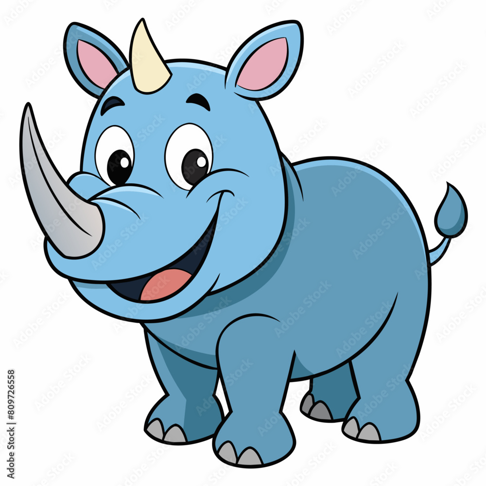 Cartoon Rhinoceros Illustration, Cartoon Art Cartoon Rhinoceros Illustration, Cartoon Art