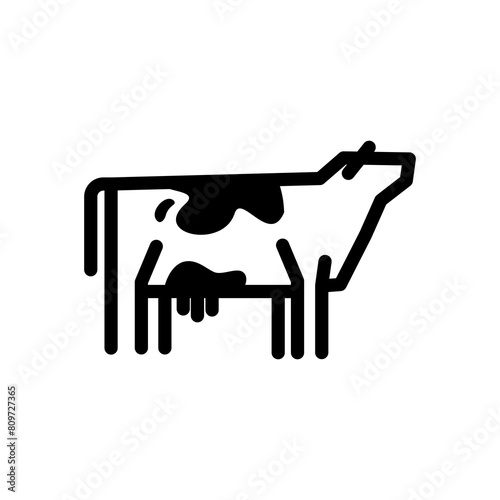 Cow or bull icon logo vector design, modern logo pictogram design of farm animal agricultural in line style
