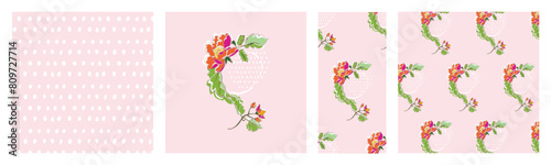 Colorful retro rose motif