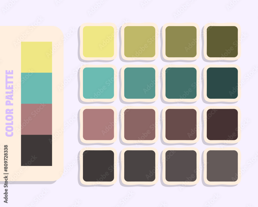 khaki mediumaquamarine rosybrown darkslategray  color theory, harmonious colours catalog sample