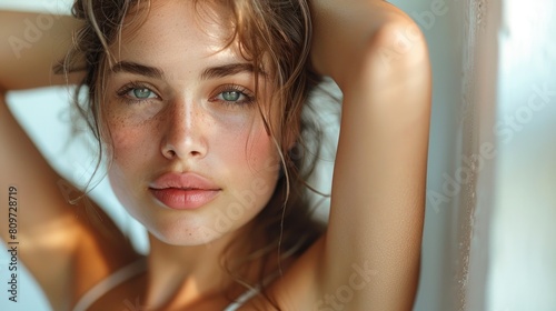 Closeup face of a beautiful girl for beauty industry