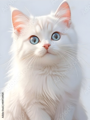 White Cat Animal Illustration Art