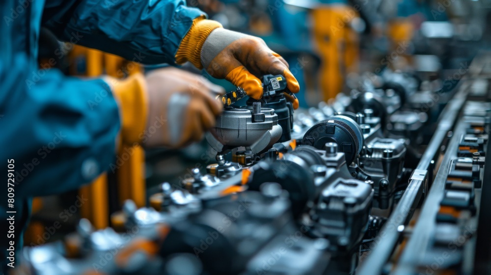 quality check being performed on automotive safety features, including airbags and seatbelts, in a production line. quality check being performed on automotive safety features, including airbags and seatbelts, in a production line.
