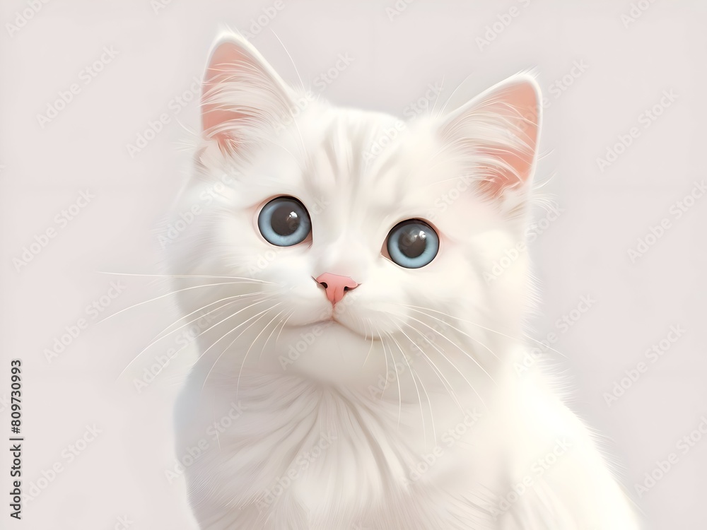 White Cat Animal Illustration Art White Cat Animal Illustration Art