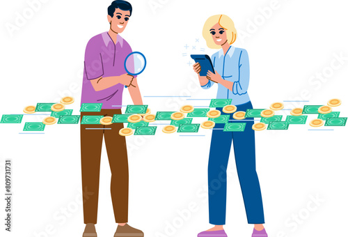accounting cash flow management vector. economy fund, personal work, technology strategy accounting cash flow management character. people flat cartoon illustration