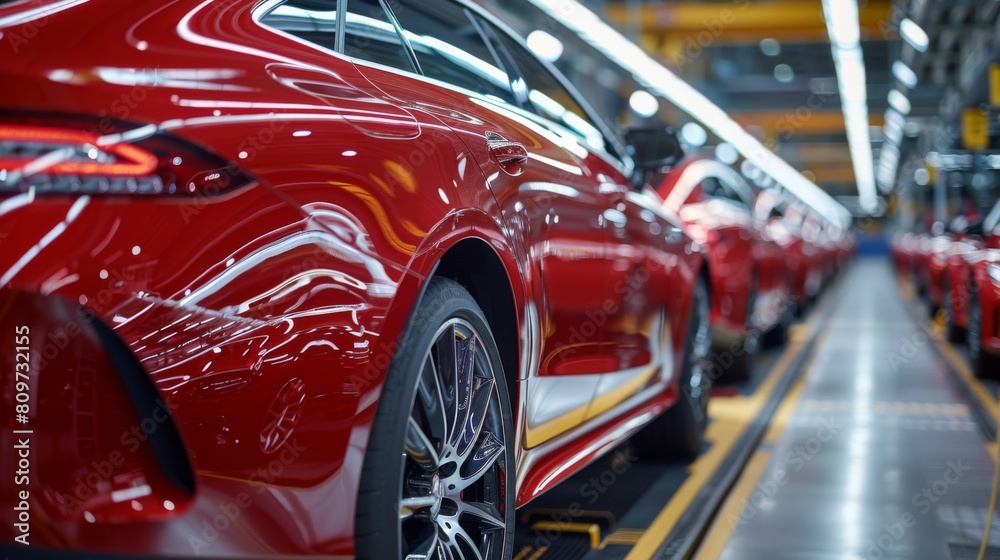 the final inspection of luxury cars before they leave the manufacturing plant, emphasizing detail and precision.