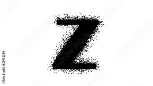 letter Z with Spray Paint Drips, black isolated silhouette