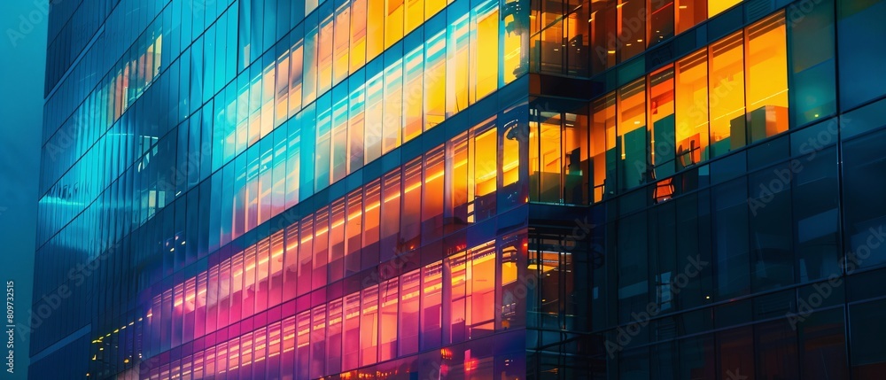 a night time picture of a building with a reflection of the outside a night time picture of a building with a reflection of the outside