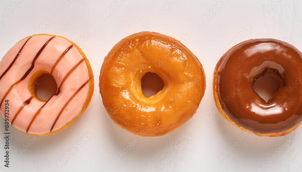 Assorted delicious donuts on white background Assorted delicious donuts on white background