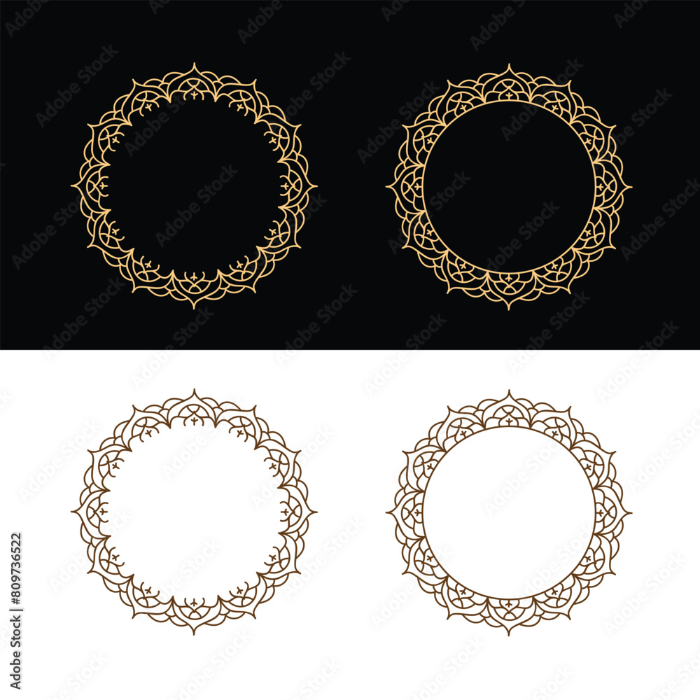 Obraz premium Decorative mandala with golden colour circle design frame , mandala background