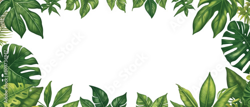 Tropical leaves frame border blank invitation4