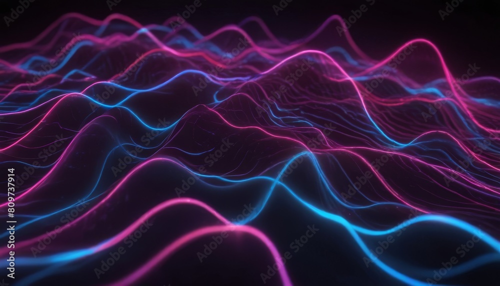 abstract wave background with pink blue glowing neon Data transfer concept