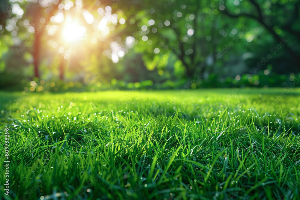 Sunny lawn with lush park trees Sunny lawn with lush park trees