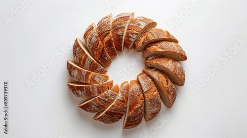 Spinning bread slices forming a circle, representing community and togetherness