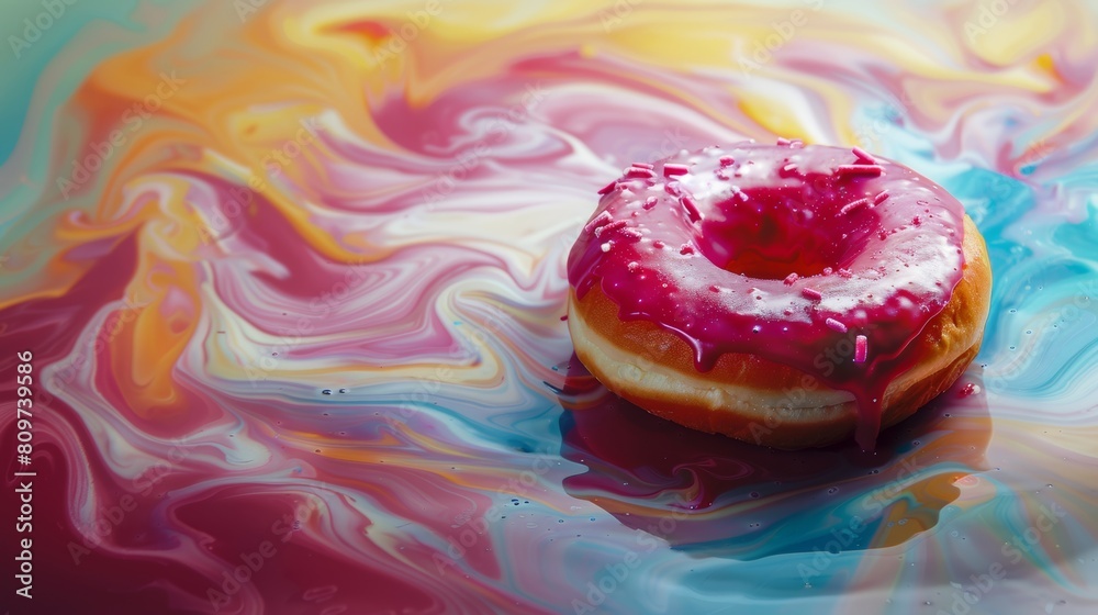 Spinning donut against an abstract background of swirling colors Spinning donut against an abstract background of swirling colors