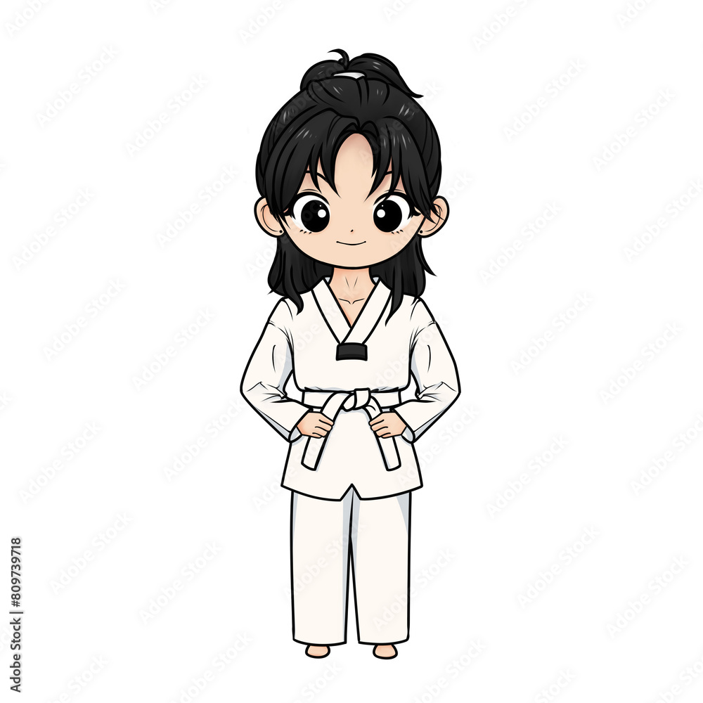 illustration of taekwondo girl with white belt and transparent background illustration of taekwondo girl with white belt and transparent background