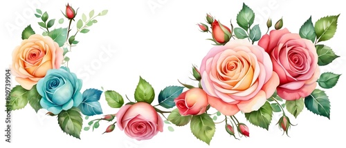 Roses flower in watercolor for invitation ornament3